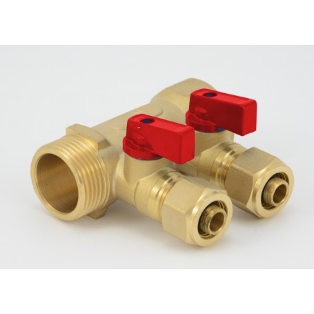 Manifold with hot water valves fi 1 "x16mmx2