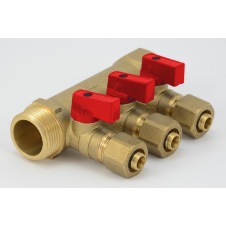 Manifold with hot water valves fi 1 "x16mmx3